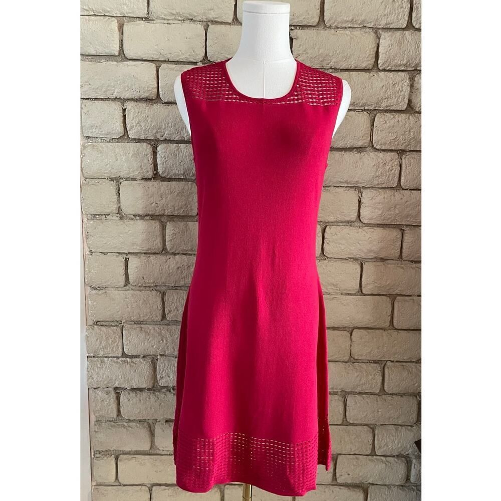 Max Studio Red Knit Dress Size Medium Sleeveless Dress Dressy Casual Fit & Flare